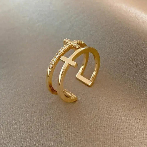 Women’s Cross Christian Ring in Gold
