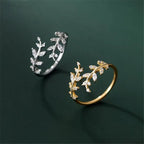 Gold Zircon Laurel Leaf Ring