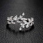 Autumn Zircon Laurel Leaf Ring silver