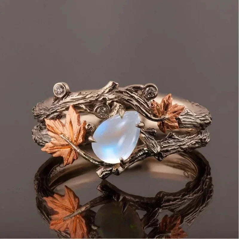 Autumn Leaves Ring with Pearl