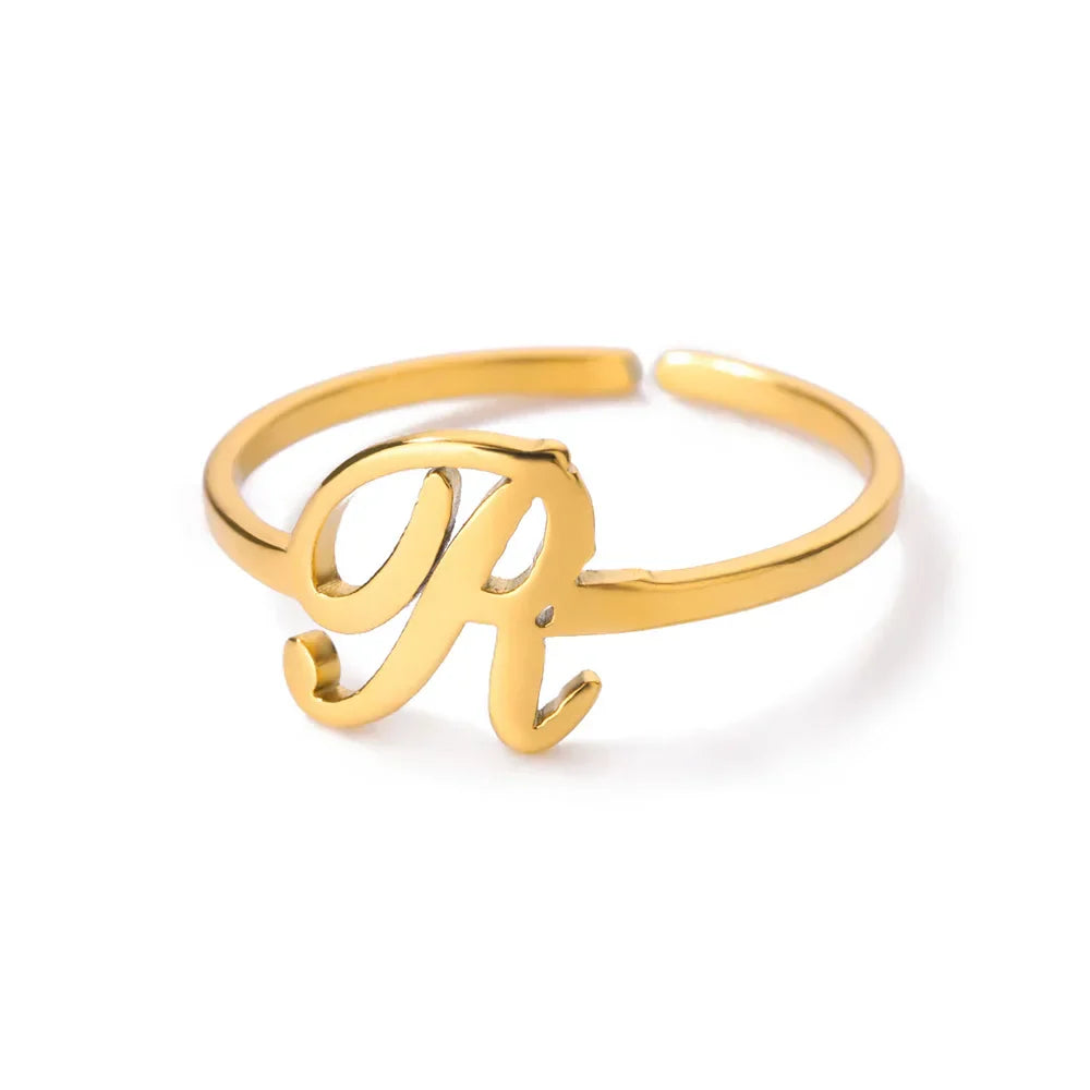 Personalized fine ring with initial R