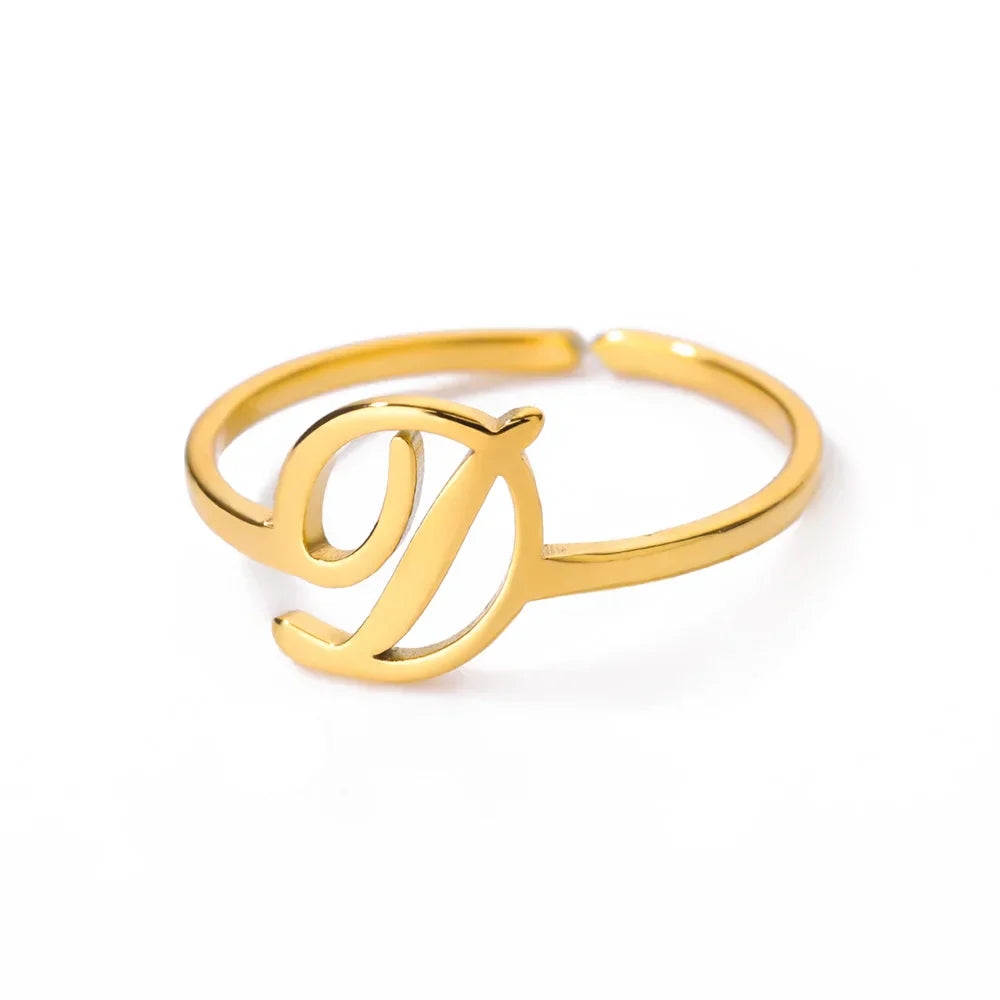 Personalized fine ring with initial D