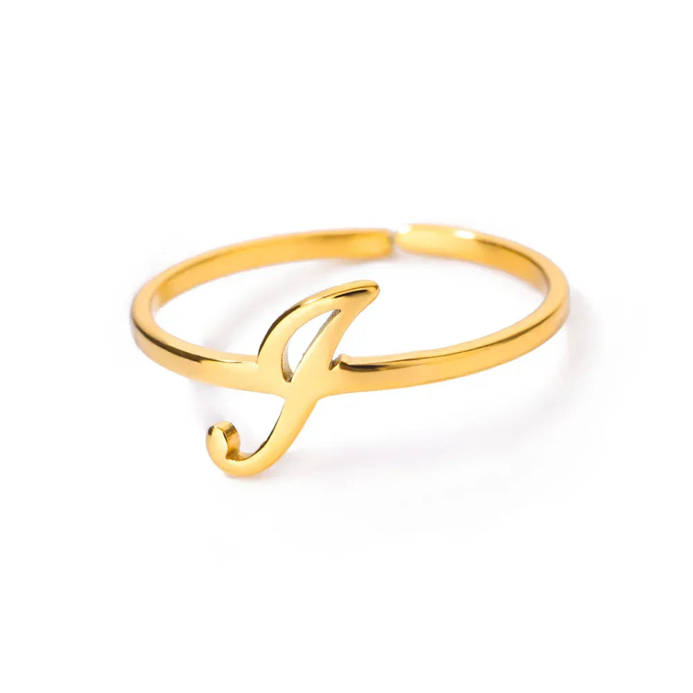 Personalized fine ring with initial I