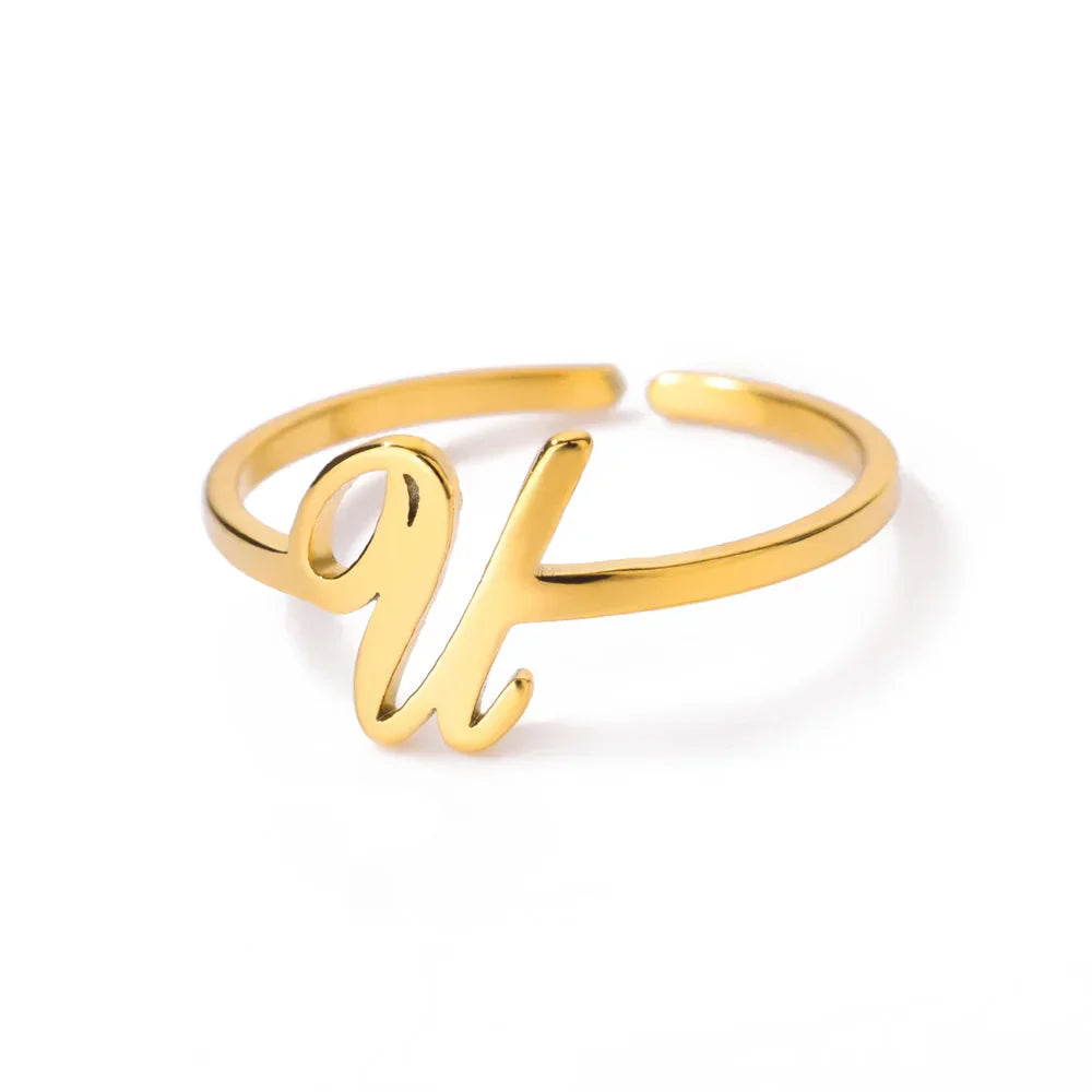 Personalized fine ring with initial U