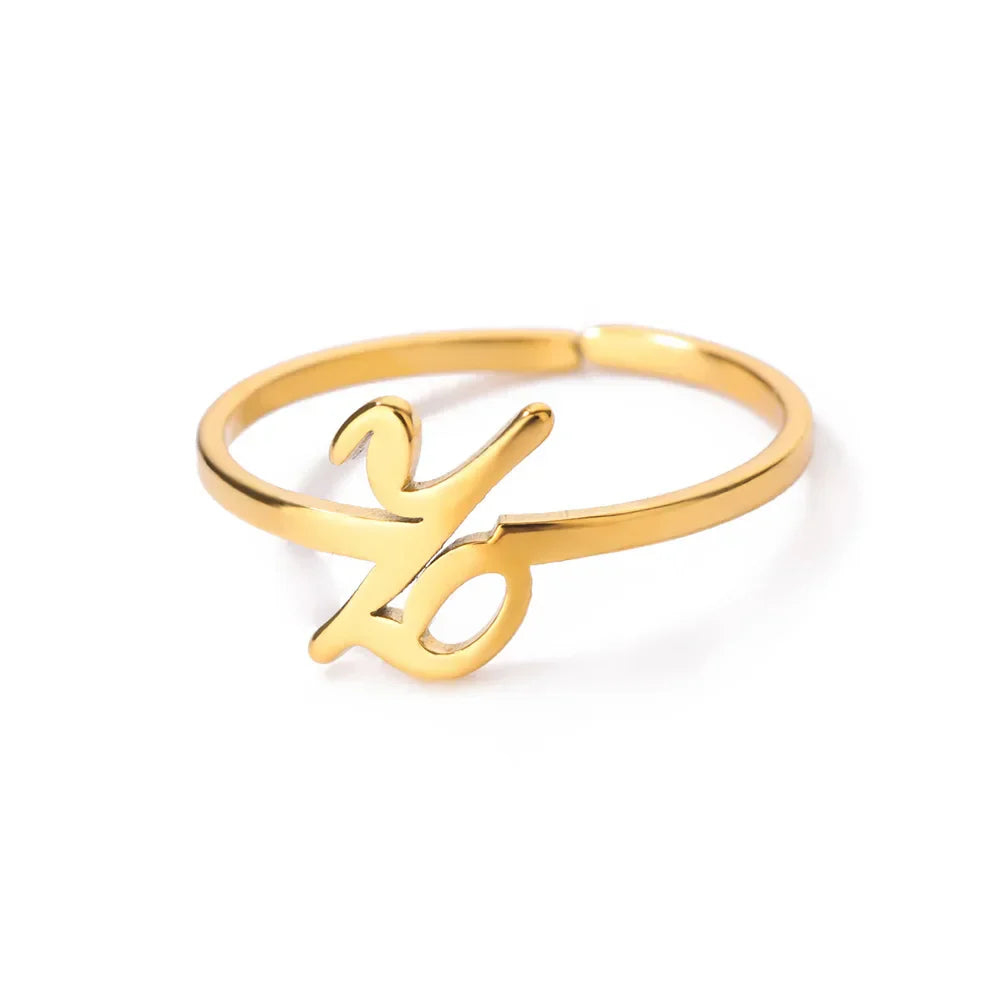 Personalized fine ring with initial Z