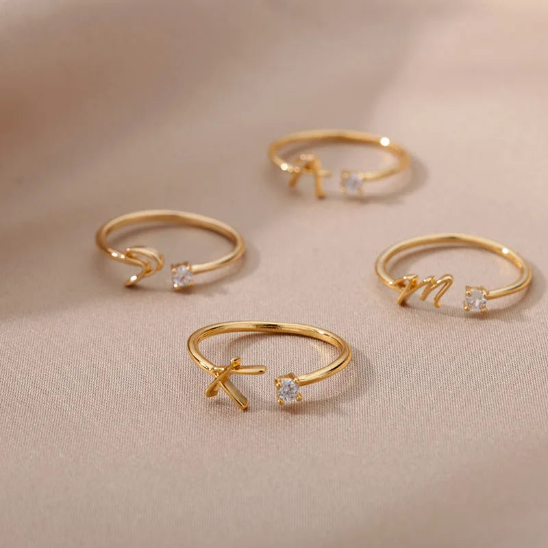 Thin personalized women's ring with initial