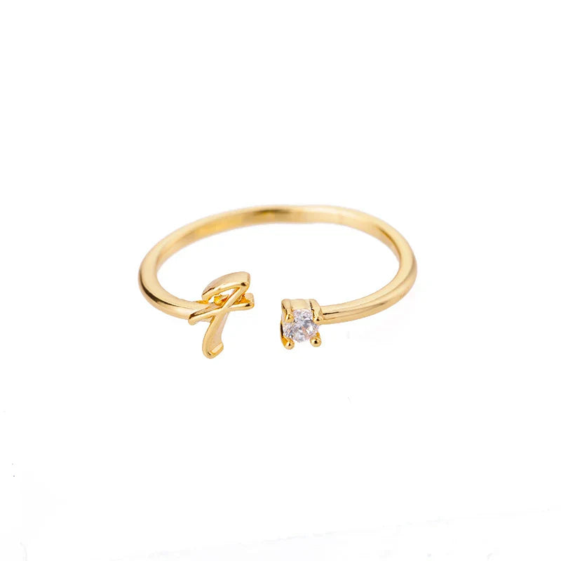Thin personalized women's ring with initial f