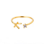Thin personalized women's ring with initial v