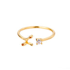 Thin personalized women's ring with initial l