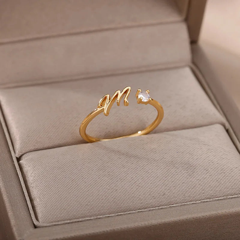 Thin personalized women's ring with initial