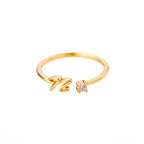 Thin personalized women's ring with initial n