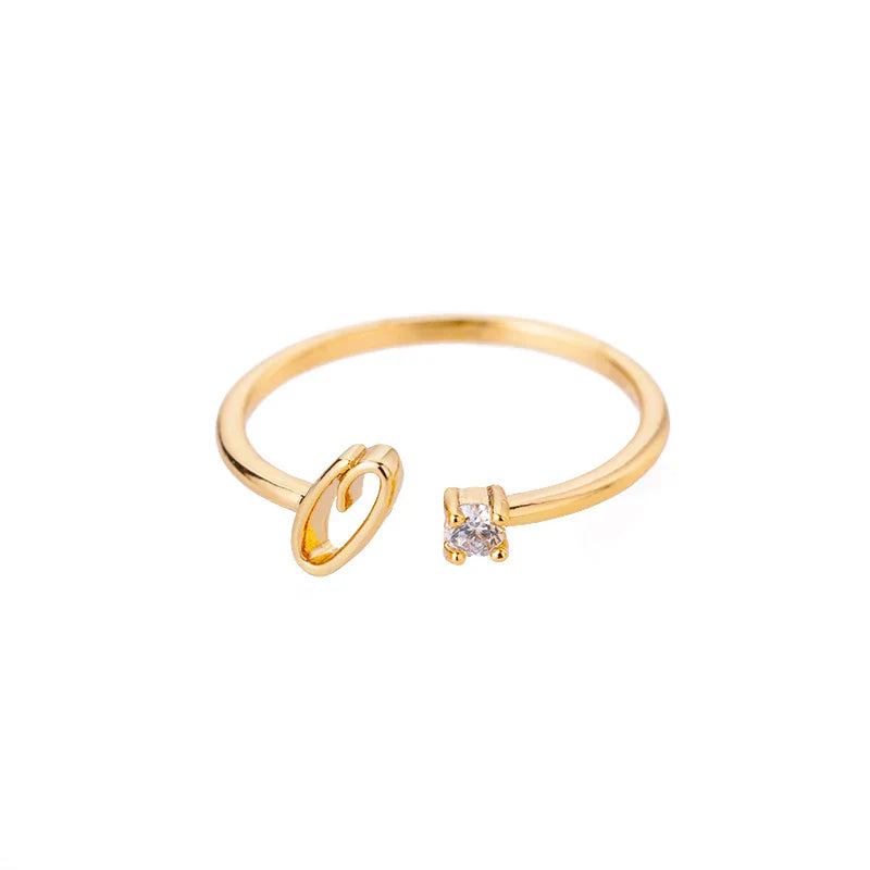 Thin personalized women's ring with initial o