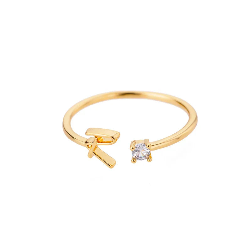 Thin personalized women's ring with initial r