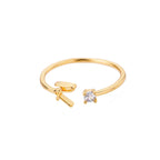 Thin personalized women's ring with initial r