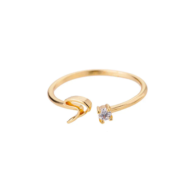 Thin personalized women's ring with initial s