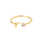 Thin personalized women's ring with initial t