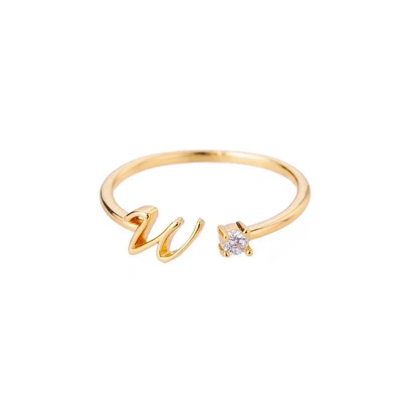 Thin personalized women's ring with initial w