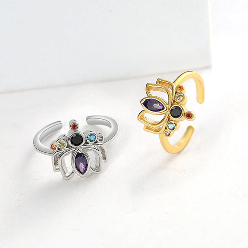 7 Chakras Lotus Flower Ring for Women 