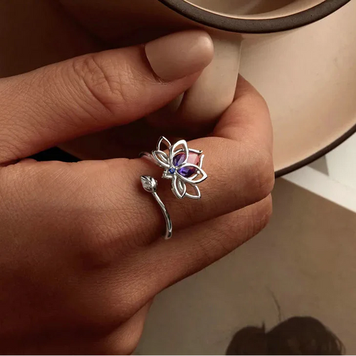 Lotus Flower Crystal Ring