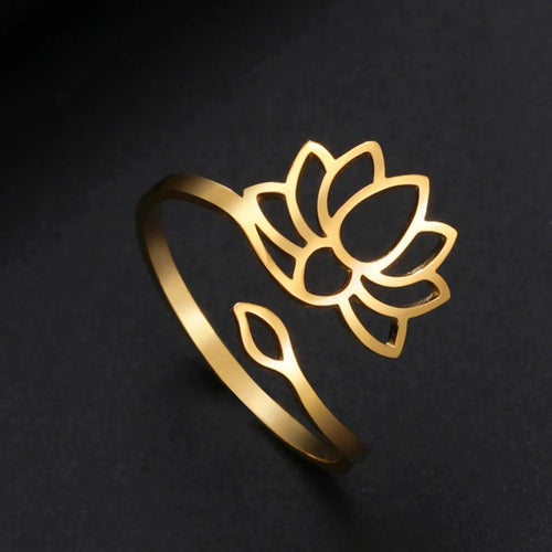 Women's Lotus Flower Ring gold