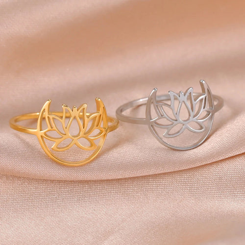 Zen Lotus Flower Women's Silver Ring