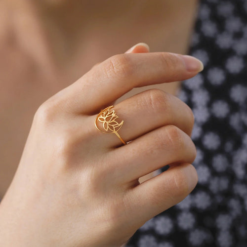 Zen Lotus Flower Women's Gold Ring