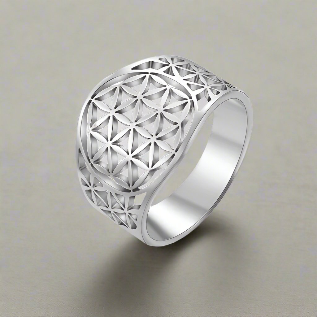 Life Flower Ring Women's Silver 