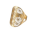 Dawapara Mandala Flower of Life Ring in gold