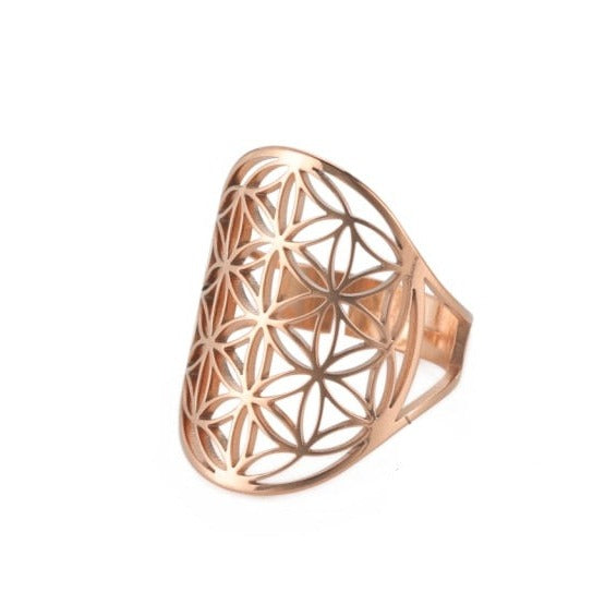 Dawapara Mandala Flower of Life Ring in gold