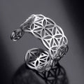 Women's Flower of Life Ring Mandala Silver Band