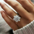 Women's Snowflake Ring Winter Silver Zircons