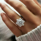 Women's Snowflake Ring Winter Silver Zircons