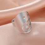 Silver Geometric Yin Yang Ring