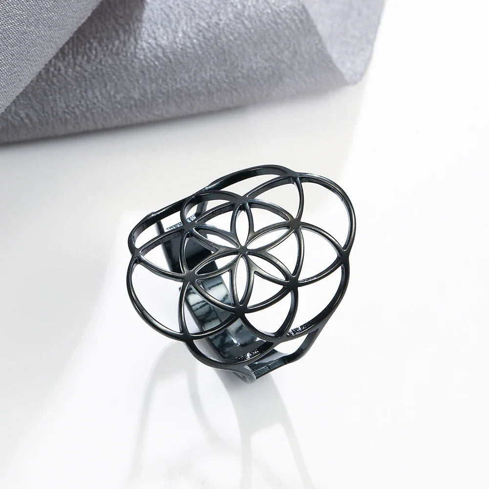 Women’s Seed of Life Ring Black Band