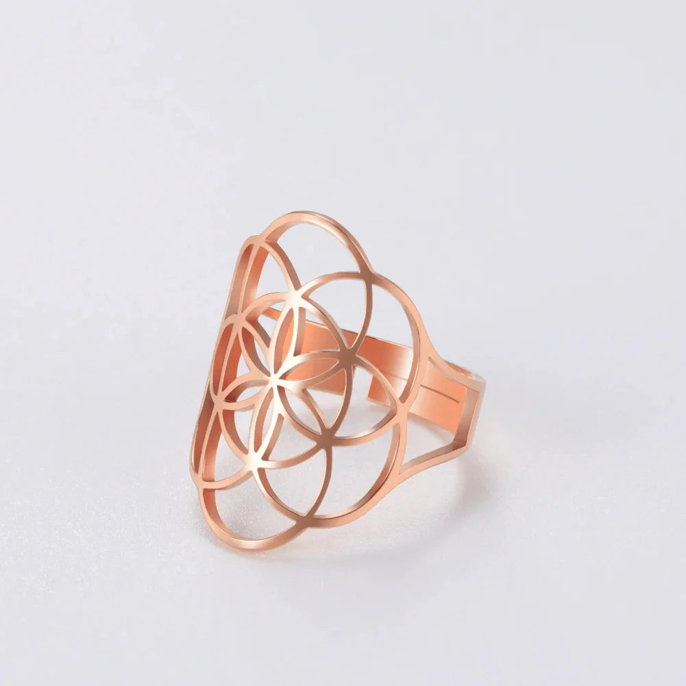 Women’s Seed of Life Ring Rose Gold Band