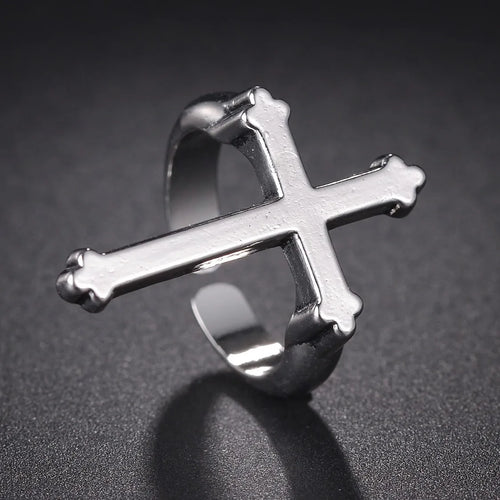 Men's Ring Christian Cross Signet Silver