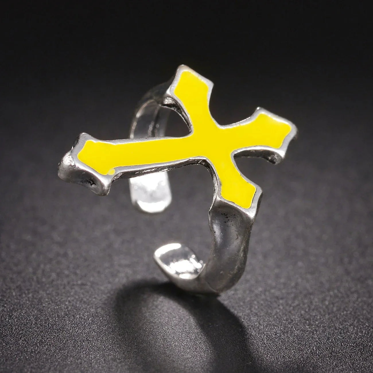 Men's Ring Christian Cross Signet Yellow