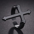 Men's Ring Christian Cross Signet Black