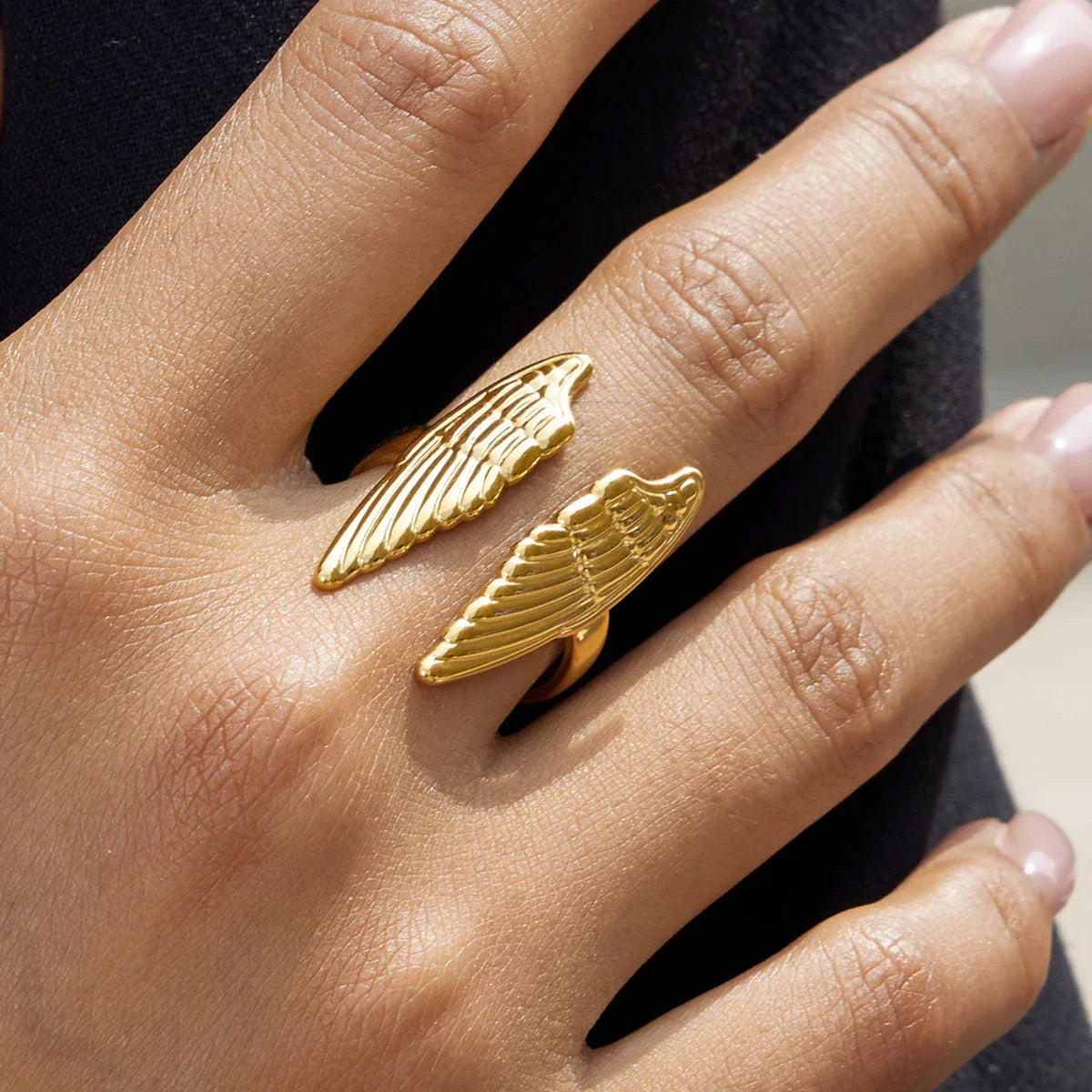 Wide angel wing ring