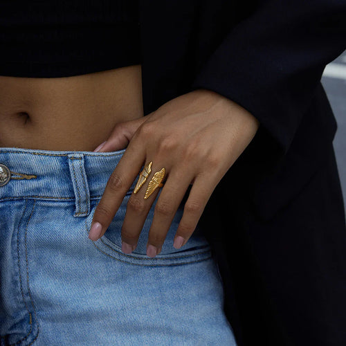 Wide angel wing ring