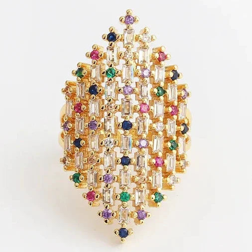 Wide rainbow women's ring in multicolor