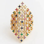Wide rainbow women's ring in multicolor
