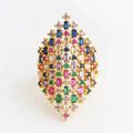 Wide rainbow women's ring in gold