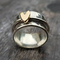 Wide Heart Gold Ring