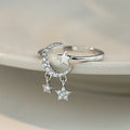 Moon and Star Ring for Women Celestial Band