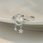 Moon and Star Ring for Women Celestial Band