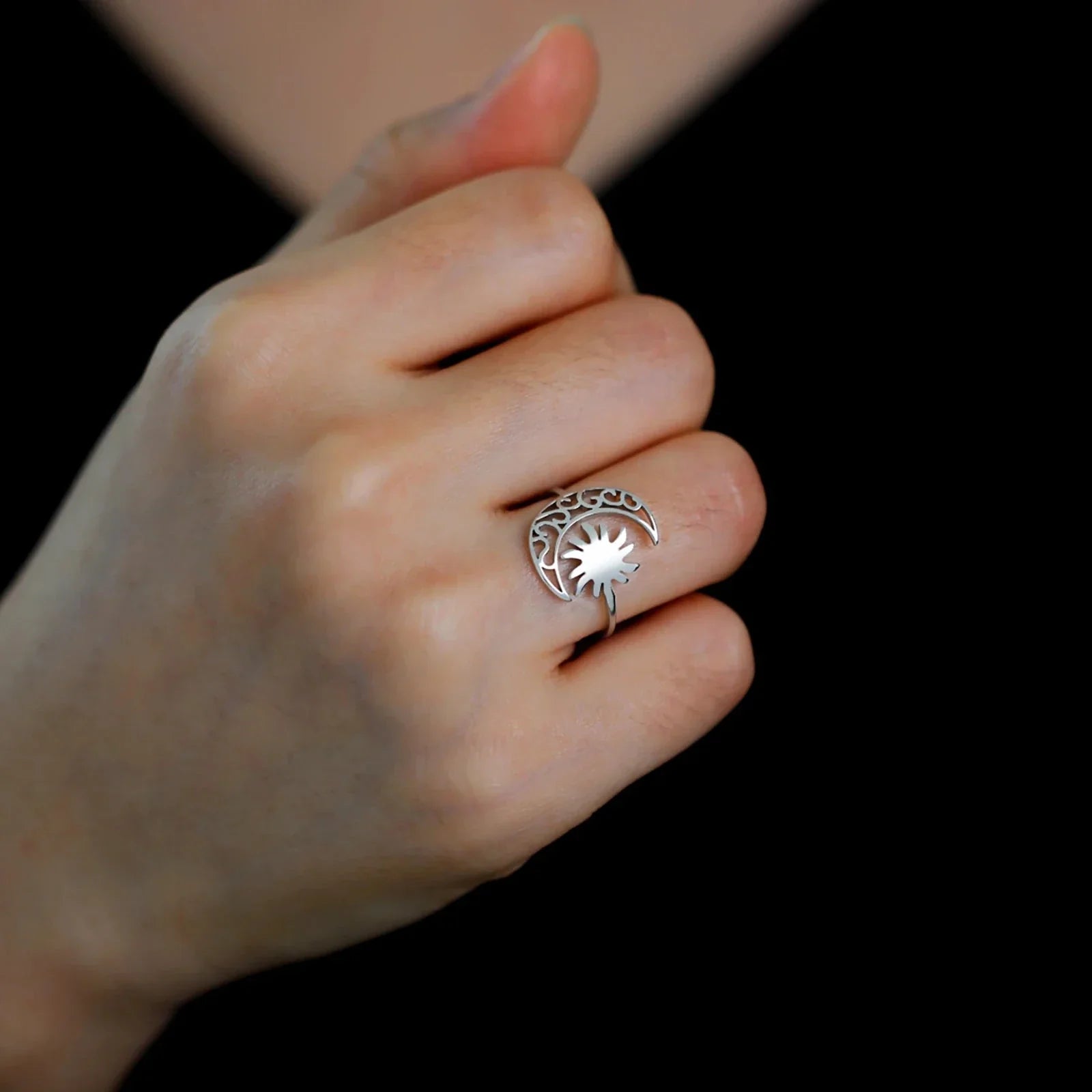 Moon and Sun Silver Ring