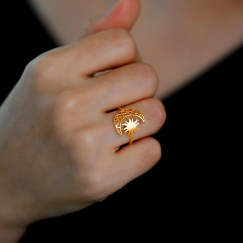 Moon and Sun Gold Ring