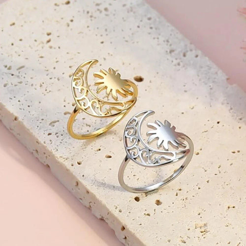 Moon and Sun Silver Ring
