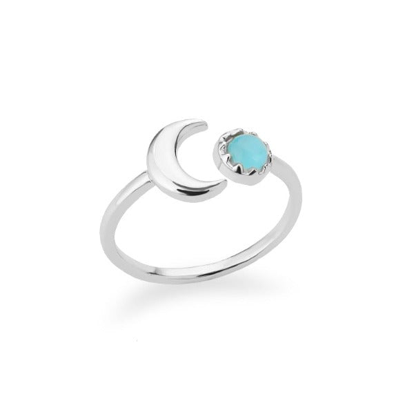 Women's Moon Ring Celestial Band Silver